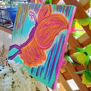 Original Acrylic Art Paint on Canvas Butterfly
